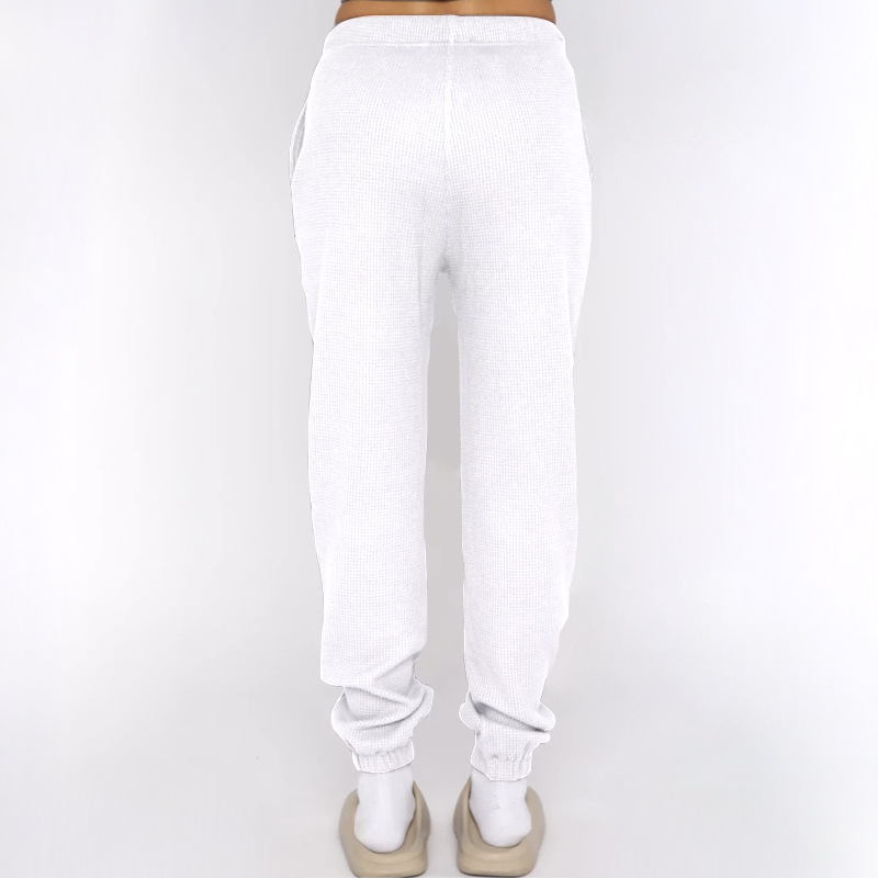 Spring Summer Solid Color Waffle round Neck Short Sleeve Women Clothing Casual Trousers Sets