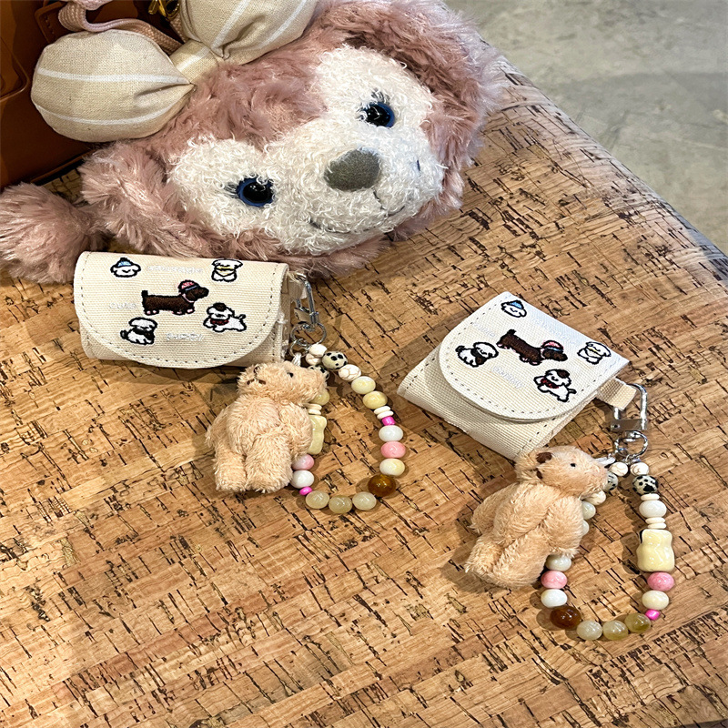 日韓皮套刺繡臘腸狗狗蘋果AirPods1/2藍牙耳機pro保護套3適用掛件