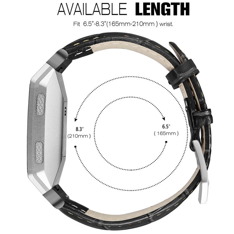 适用于fitbit ionic头层牛皮真皮表带竹节纹皮带  手表替换腕带