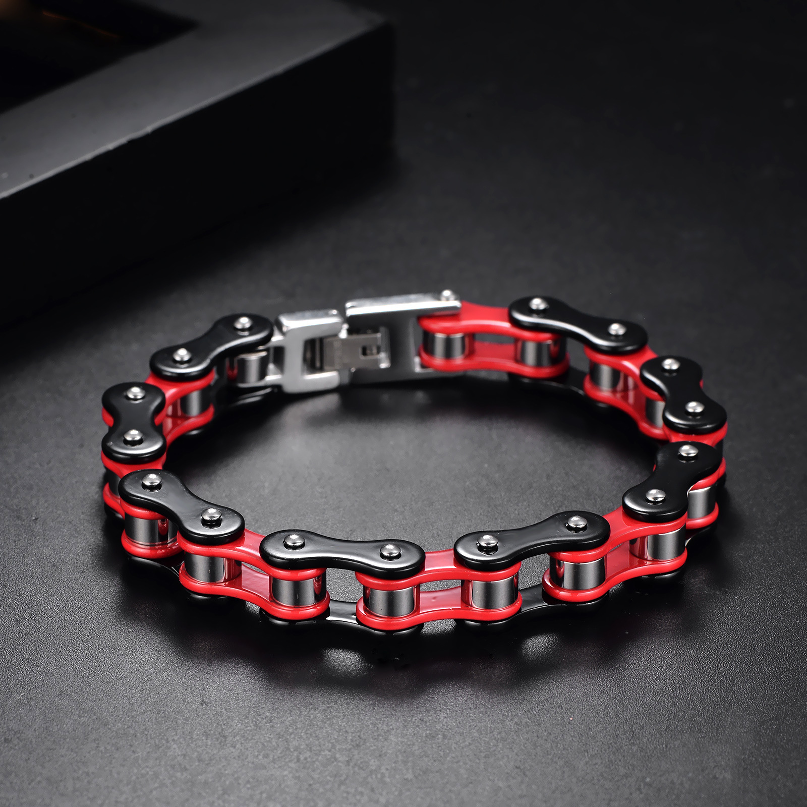 European and American Men and Women Couple Motorcycle Bracelets Cross-Border Trendy Rock Hip-Hop Stainless Steel Bicycle Chain Bracelets