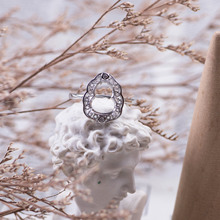 简约S925纯银戒托翡翠小葫芦空托精工女玫瑰戒指银饰韩版