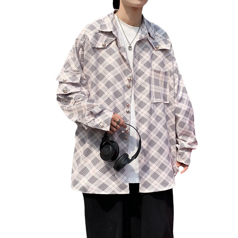 Camisa de manga larga de verano de estilo de Hong Kong, chaqueta casual de moda suelta y guapa para hombres, marca de moda de primavera y otoño, camisa de todo fósforo ins