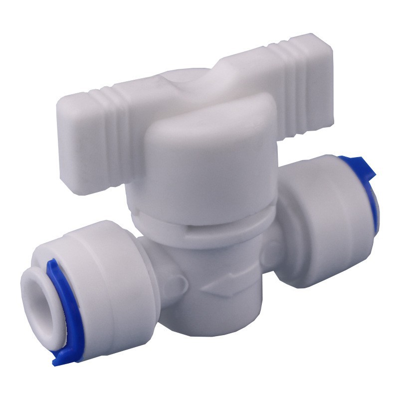Oferta especial 2 puntos válvula de bola de conexión rápida Tipo de enchufe rápido dos puntos válvula recta blanca interruptor de extensión de acoplamiento de tubería PE