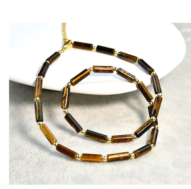 Retro Geometric natural stone Beaded Necklace