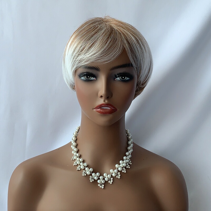 アマゾンクロスボーダーショートヘア中高年用ヘッドセットおばあちゃんかつら化繊ヘッドセット安定工場卸売り|undefined
