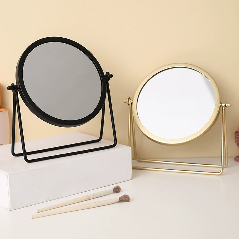 Портативная настольная визажная панель Iron Makeup Make -up Student Dormation Desktop Single Make -up Beauty Makeup Mosque с вращающимся основанием круглая нижняя часть принцесса зеркало