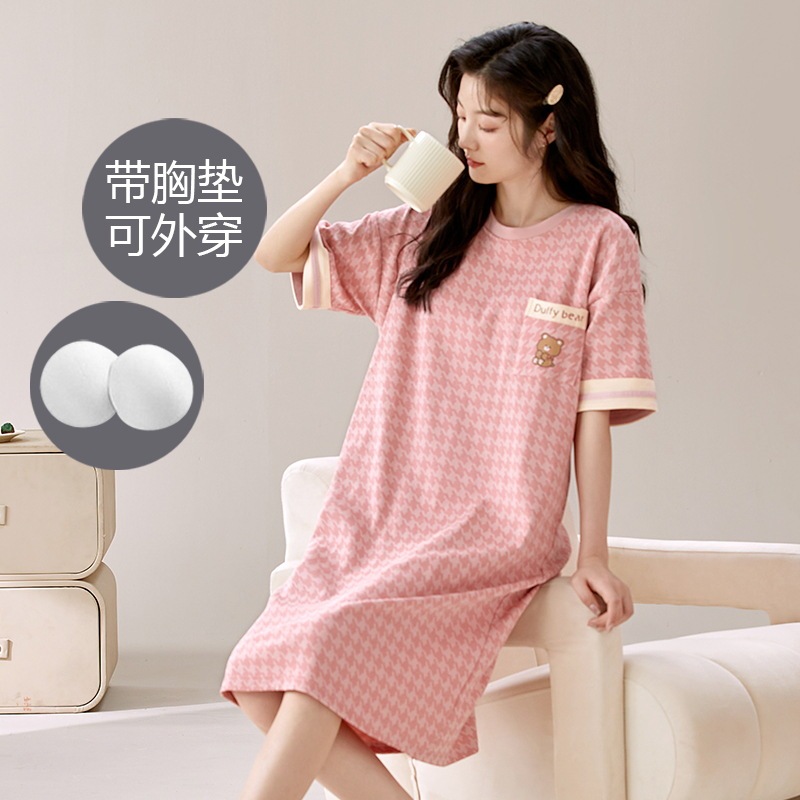 2026 New Style Nightgown for Women, Summer Short-Sleeved Mid-Length Dress, Cute Cartoon Pajamas, Home Wear 2026 New Style Nightgown for Women, Summer Short-Sleeved Mid-Length Dress, Cute Cartoon Pajamas, Home Wear