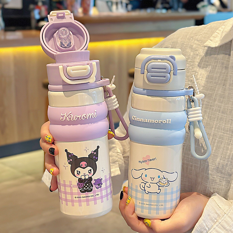 サンリオファミリーシリーズ 学生用 かわいいタンブラー ワンカップ ダブルドリンク 持ち運びに便利なロックデザイン ドリンクカップ|undefined