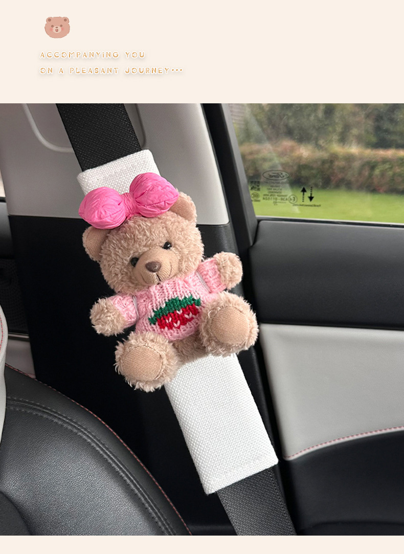 Car Seat Belt Shoulder Pad with Holes, DIY Detachable Doll Decoration, Children's Car Seat Belt Protector