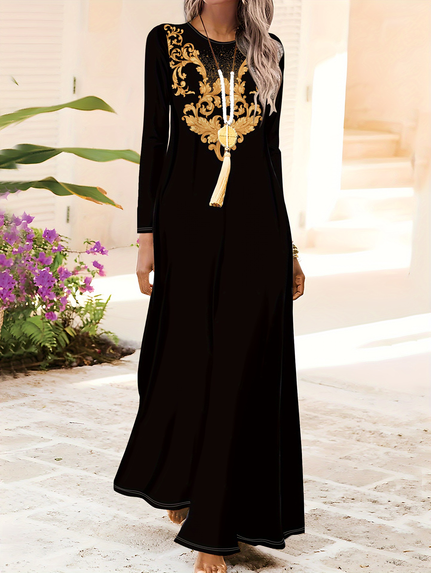 Women's Butterfly Pattern 3D Digital Bohemian Style Printed Party Elegant Long Dress 2025 Cross-Border_ecoleips.com