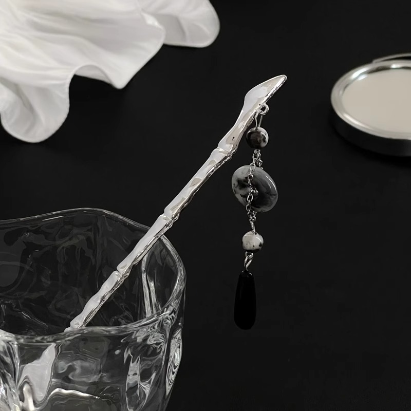 Pinzas de cabello de madera de madera negra antiguo estilo femenino de alta calidad nuevo estilo chino bordilla de cabello de cabello de caballo de estilo Hanfu paso de caballo de cabeza de falda