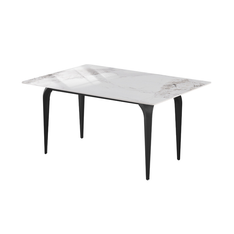 Mesa de comedor de tabla de roca pequeña casa nueva mesa de comedor de lujo moderna simple mesa de comedor rectangular mesa de comedor de piernas de elefante