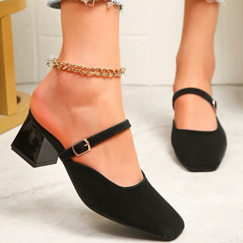 Slippers, summer footwear, fashionable slide high heels, European style, plus size