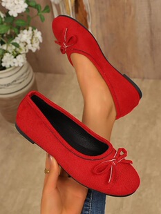 X 12551 Red Ballet Flats with Bow �tɫ�����Y��Ь �羳�W