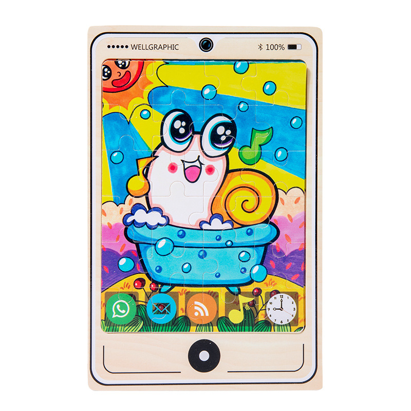 Madera 22 modelos de teléfonos móviles rompecabezas dibujos animados para niños rompecabezas plano de madera educación temprana para bebés juguetes intelectuales útiles
