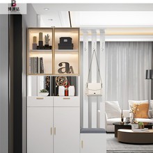 轻奢玄关柜一体鞋柜入门屏风隔断柜现代简约客厅多功能酒柜储物柜
