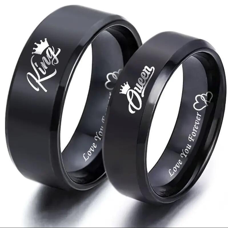 European and American Valentine's Day Gifts King Queen Love You Forever Stainless Steel Couple Rings European and American Valentine's Day Gifts King Queen Love You Forever Stainless Steel Couple Rings