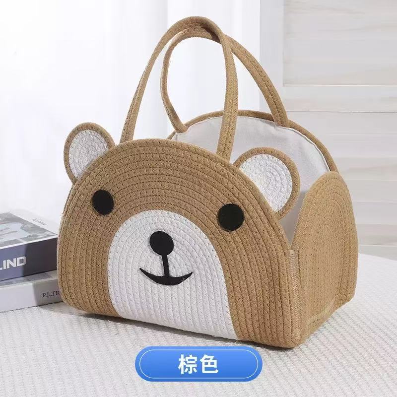 Cesta de pañales para bebés tejida transfronteriza bolsa de mamá oficina bolsa de mano estilo ins cuerda de algodón bolsa de almacenamiento tejida portátil