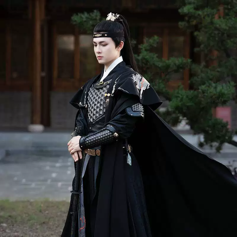 Круглая нашивка Hanfu с вышивкой, доспехи, флаг, накидка, осень и зима, унисекс, функциональный стиль, модный.