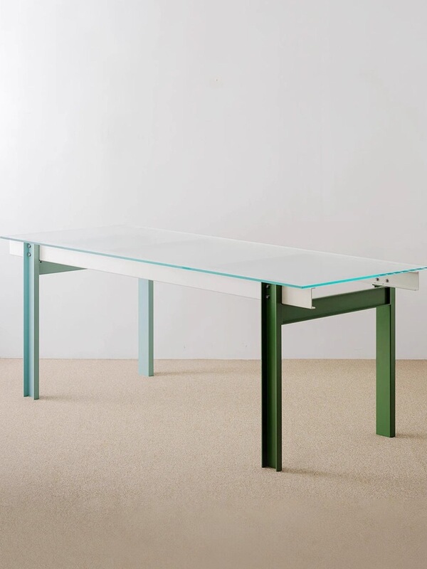 Dopamine Memphis glass dining table, living room metal desk, Italian minimalist design long table, artistic conference table