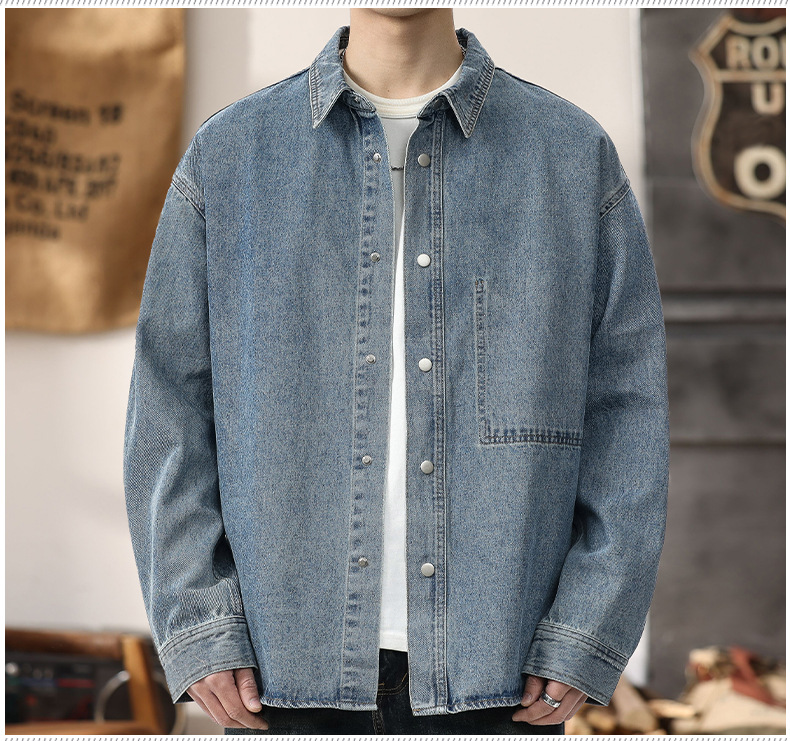 Herr skjortjacka i denim i robust workwear stil_voghion.com