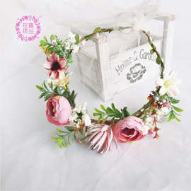 跨境热卖花环新款旅游景区拍照摄影发饰新娘头饰儿童发箍厂家批发