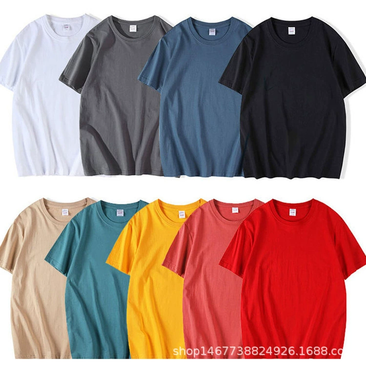 YYF-SD подходящая мерсеризованная хлопковая летняя рекламная рубашка с круглым вырезом и короткими рукавами летняя Однотонная футболка с короткими рукавами