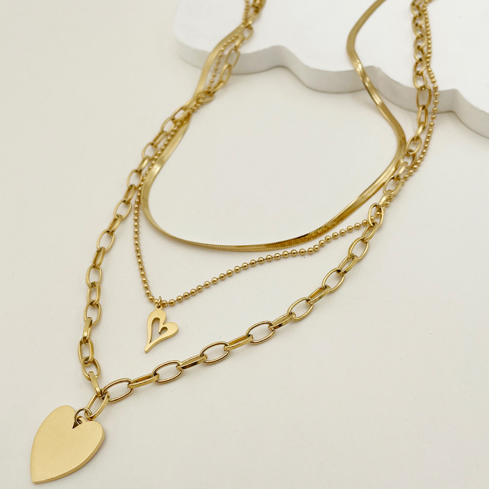 Retro Heart Shape Stainless Steel Titanium Steel Plating Pendant Necklace 1 Piece