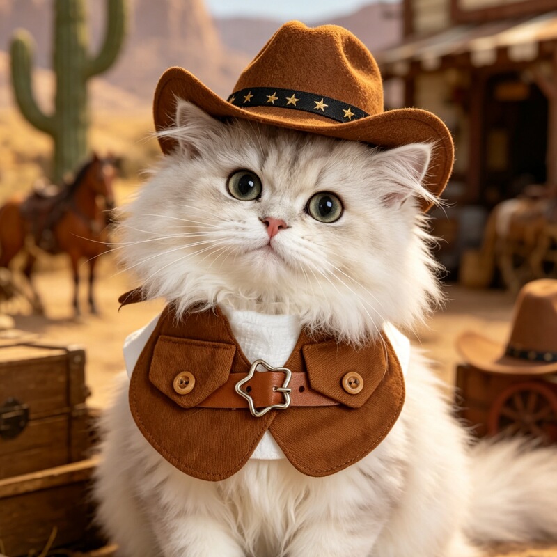 Western Cowboy Style Pet Collar Vest for Cats and Small to Medium-Sized Dogs, Costume Photo Shoot Cowboy Hat Western Cowboy Style Pet Collar Vest for Cats and Small to Medium-Sized Dogs, Costume Photo Shoot Cowboy Hat