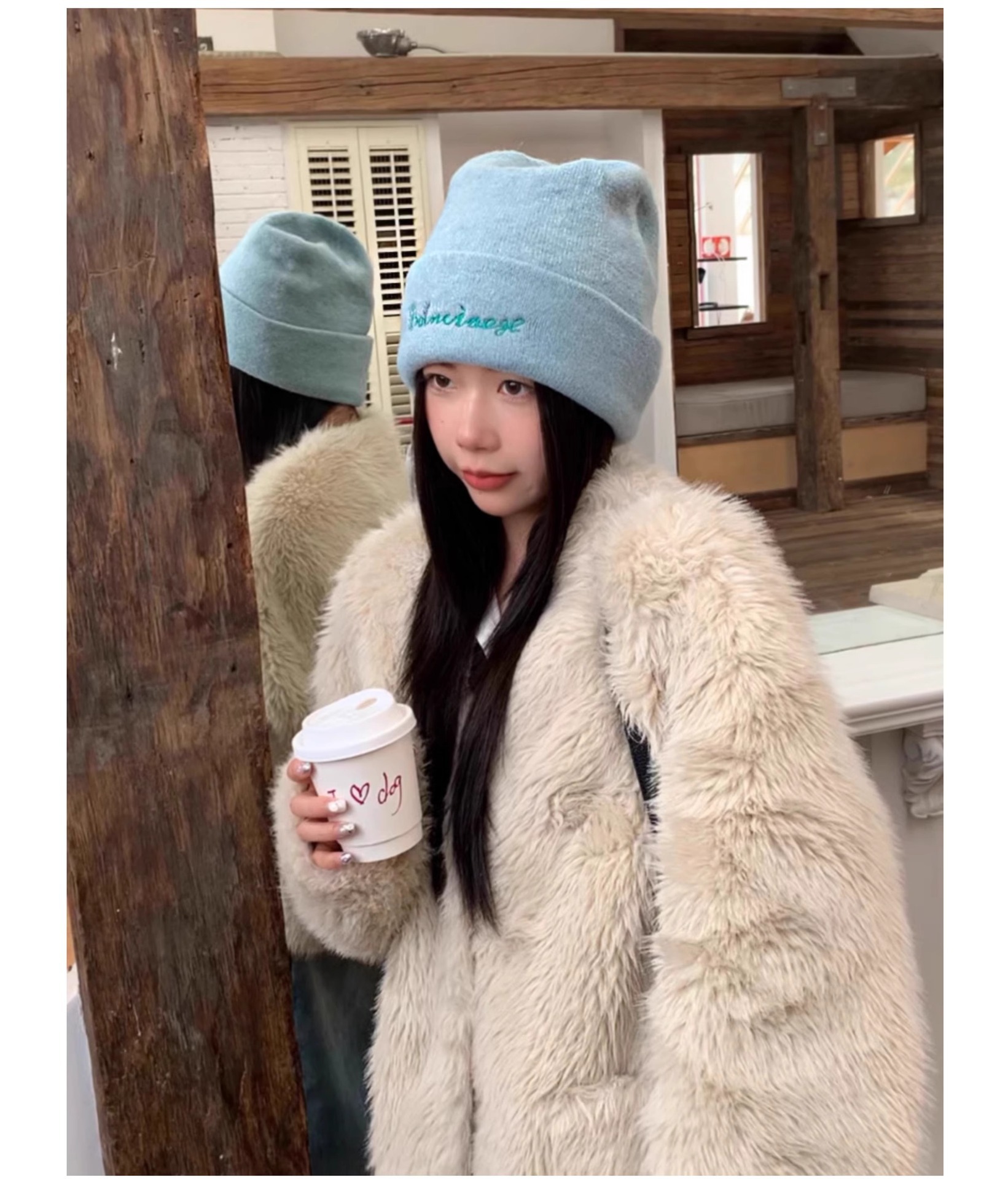 Embroidered Knitted Beanie Hat For Women Warm Wool Blend Winter Cap_voghion.com