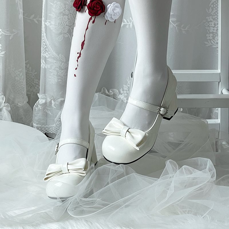 Little Butterfly Mid-Low Heel Hazelnut Bear Original Lolita Shoes, Versatile Round Toe Cute Lolita Shoes for Students