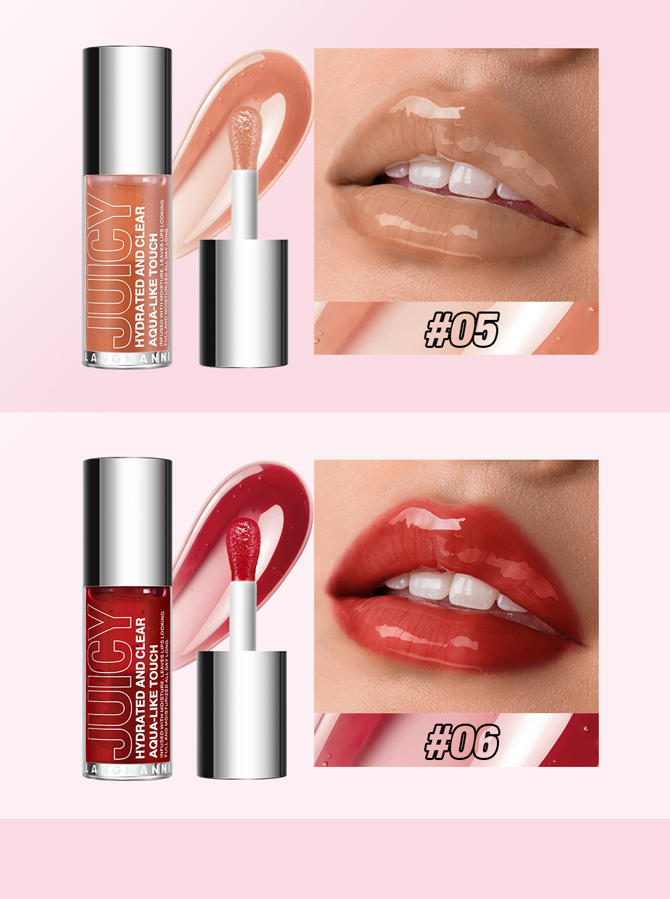 LANGMANNI 6-color large brush head lip oil and zirun lip oil are selling well on Amazon temu undefined