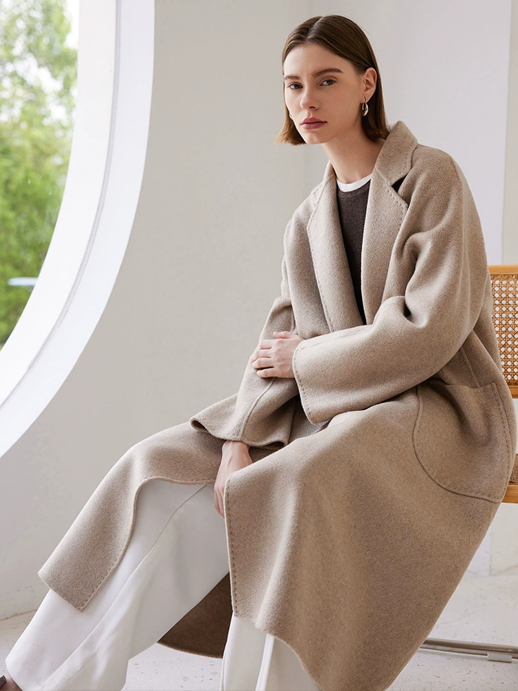 Double-sided cashmere bathrobe, demi-season long belt, jacket