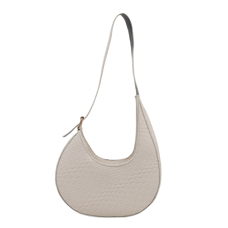 Bolsa de media luna francesa de tejido para mujeres 2025 nueva tendencia correa de hombro ancha textura de moda bolso de hombro bolso debajo de la axila