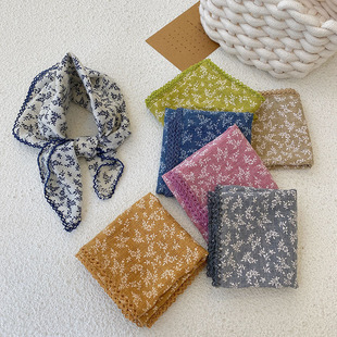Special Offer~Children's Square Scarf Scarf Spring & Fall Thin Floral Baby Triangle Scarf Cotton and Linen Girls Decorative Autum Headscarf