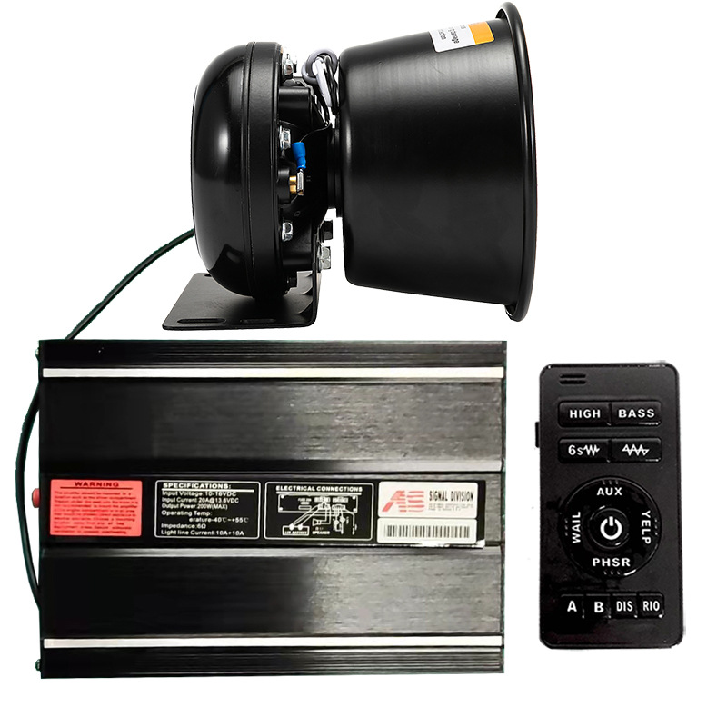 Wireless 200W siren speaker, 12V car-mounted loudspeaker, AS high-pitched alarm, AS7200A+ Black Hawk speaker