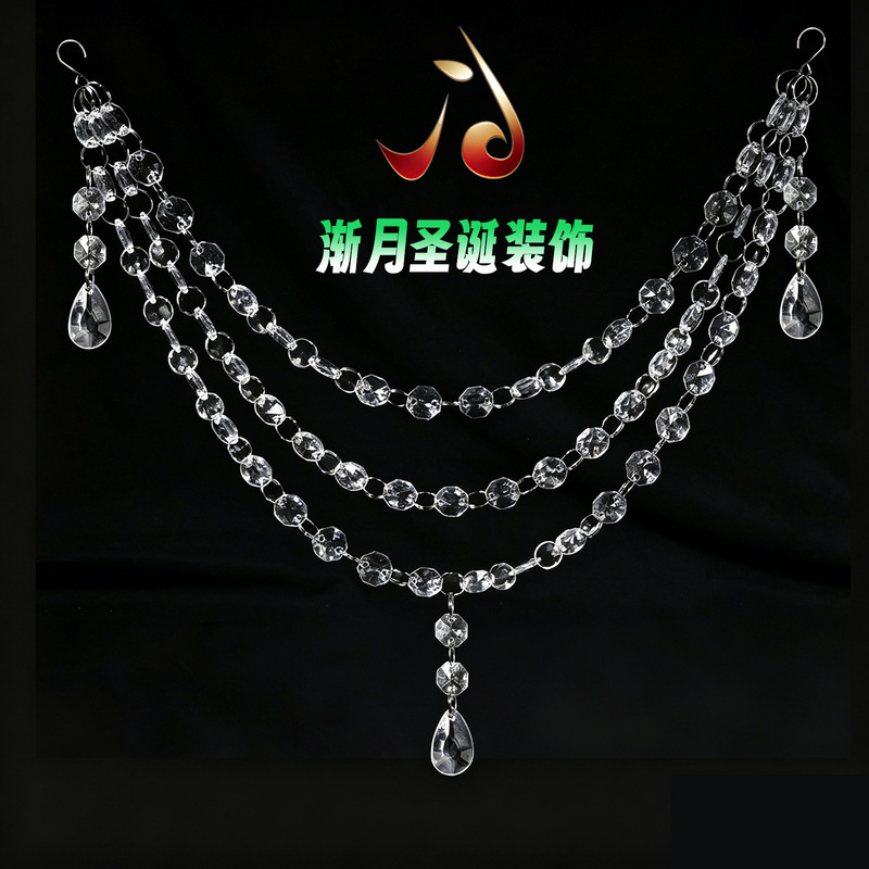 Simple Modern Multi-Layer Octagonal Bead Chain Pendant European and American Style Christmas Decoration Crystal Lamp Decoration Chain Set