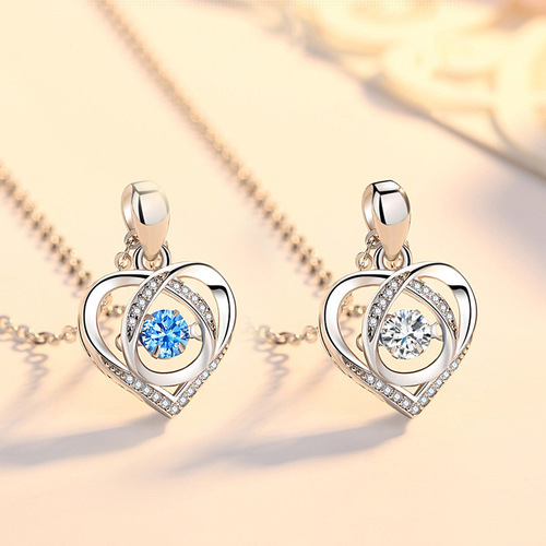 Smart heart-shaped necklace water drop pendant s925 silver-plated beating heart accessories Valentine's Day necklace jewelry wholesale