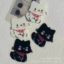 新款红色围巾小猫贴片卡43mm平底亚克力发夹发饰钥匙扣设计材料