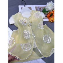 617  真丝欧根纱重工刺绣马甲女，S M L XL，不退不换！！