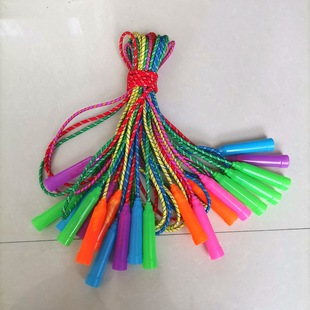 W7 Primary School Student Colored Single Skipping Rope 2.4m Cotton Rubber Skipping Rope Children's Competition Cross-Border Amazon Cotton Rope