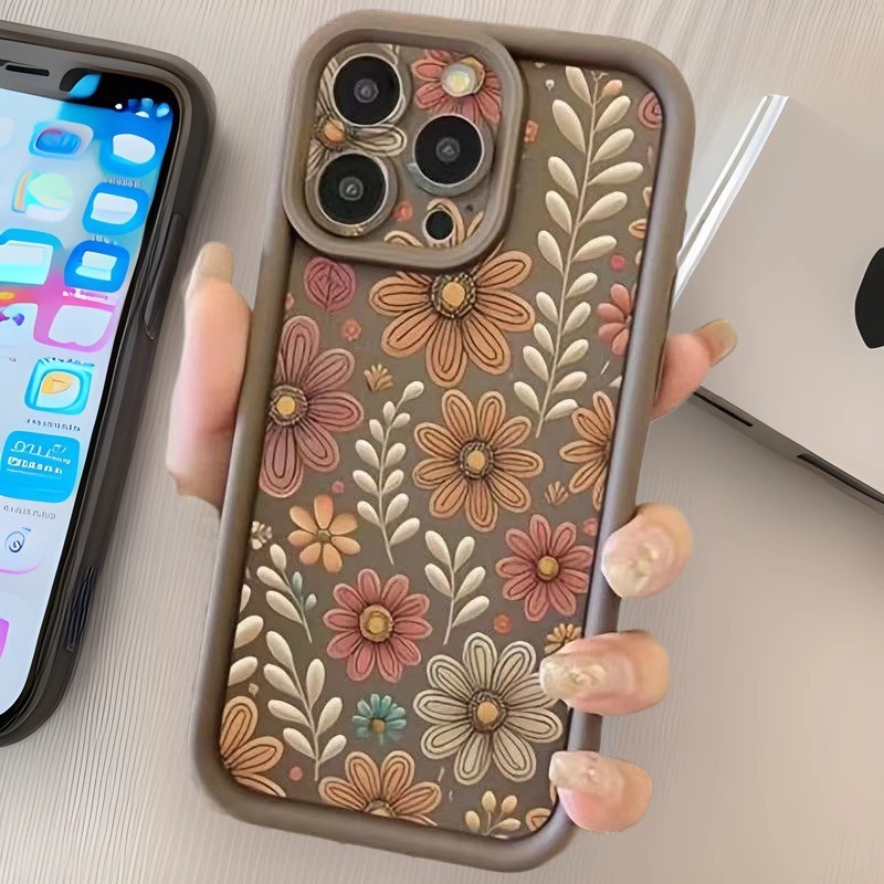 Patrón floral para Apple 16Promax funda para teléfono móvil Japón y Corea del Sur estilo ins iPhone15/14/13 Europa y América 12/
