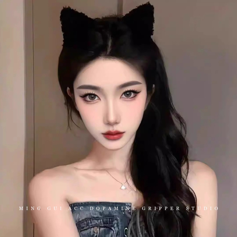 可爱毛绒猫耳朵发箍女2025新款日常外戴洗脸专用头箍不勒头压发卡|undefined