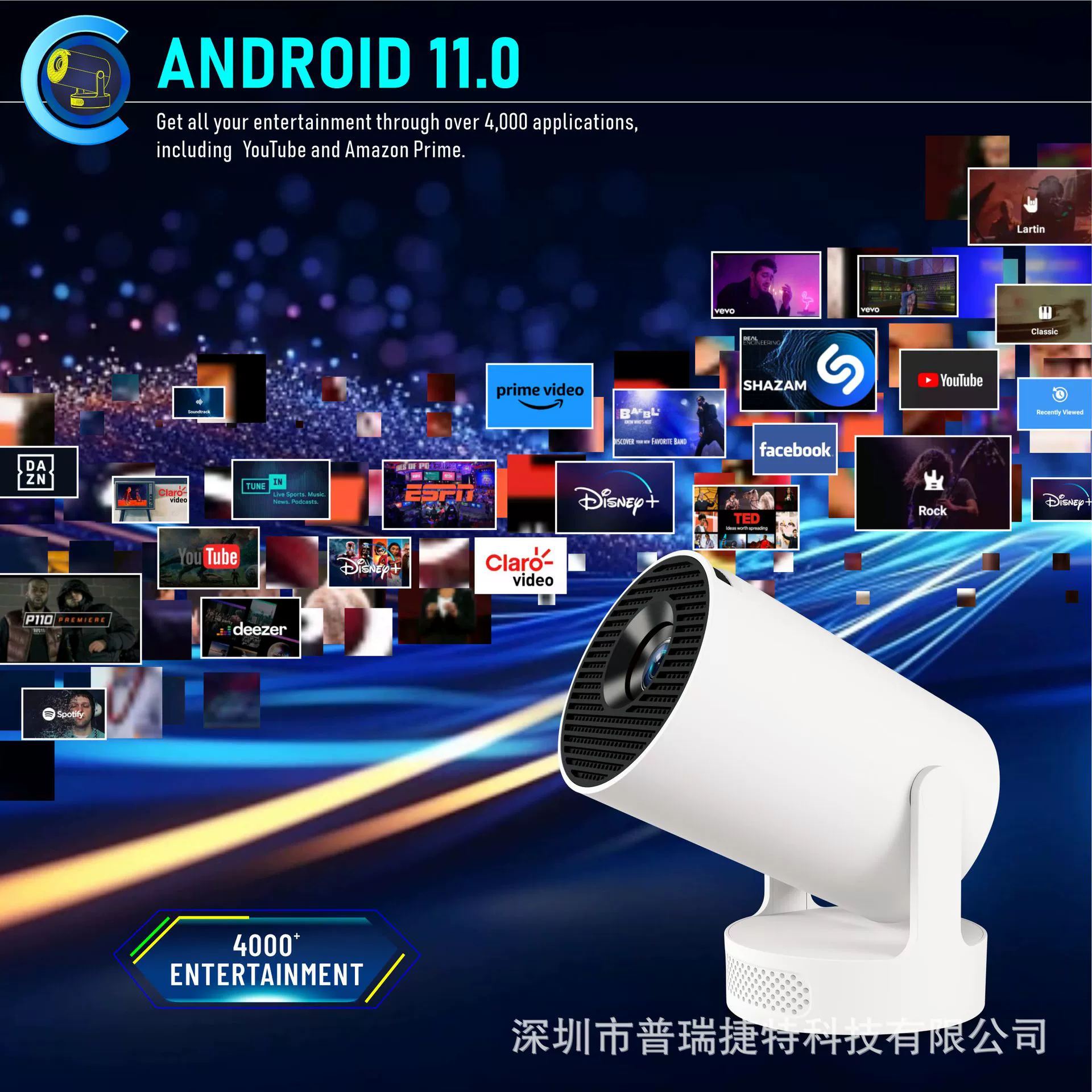 Зарубежный новый HY300Ultra WiFi6 HD Android 13 5G Bluetooth портативный домашний мини-проектор