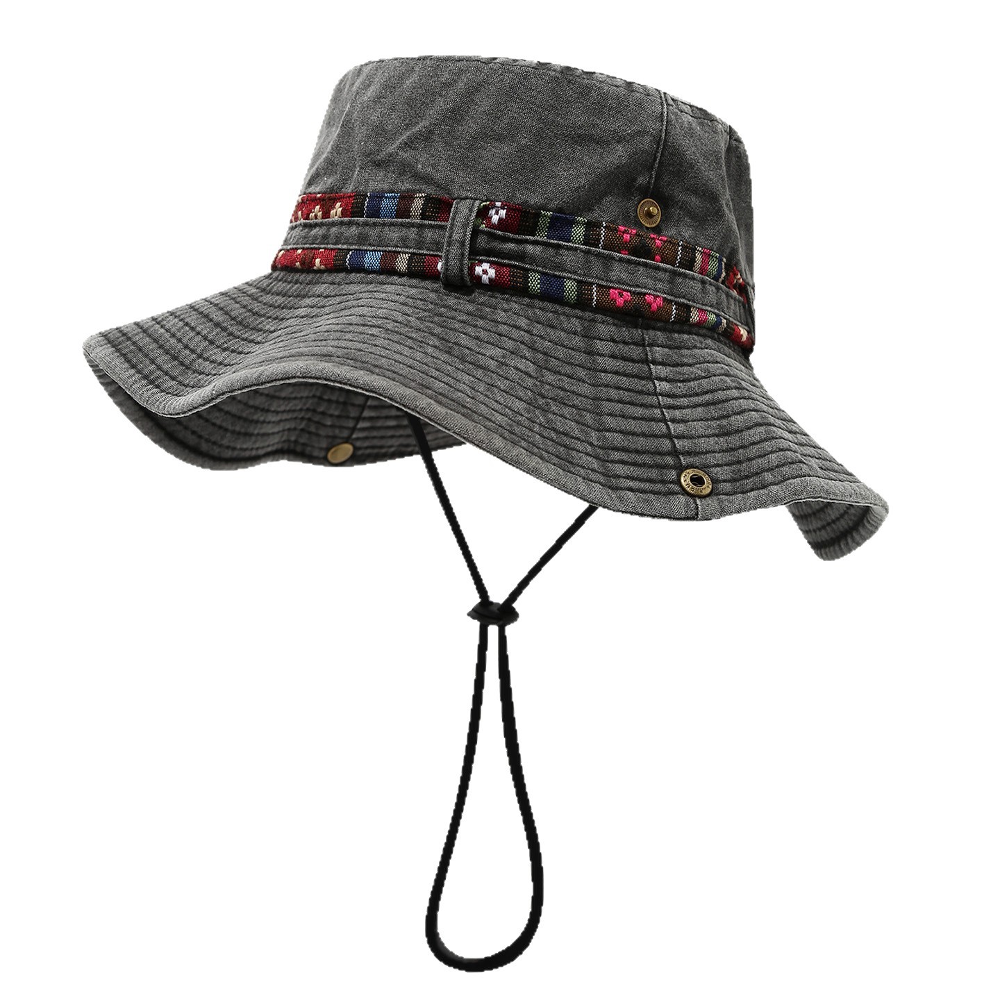 Sombrero de vaquero occidental para hombres y mujeres otoño nuevo deporte al aire libre ocio sombrero de pesca de montaña con cuerda de viento sombrero de sol marea