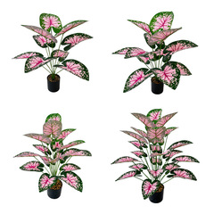越境新品北欧風客間シミュレーション緑植五彩芋鉢植え偽植物装飾結婚祝いピンク造花