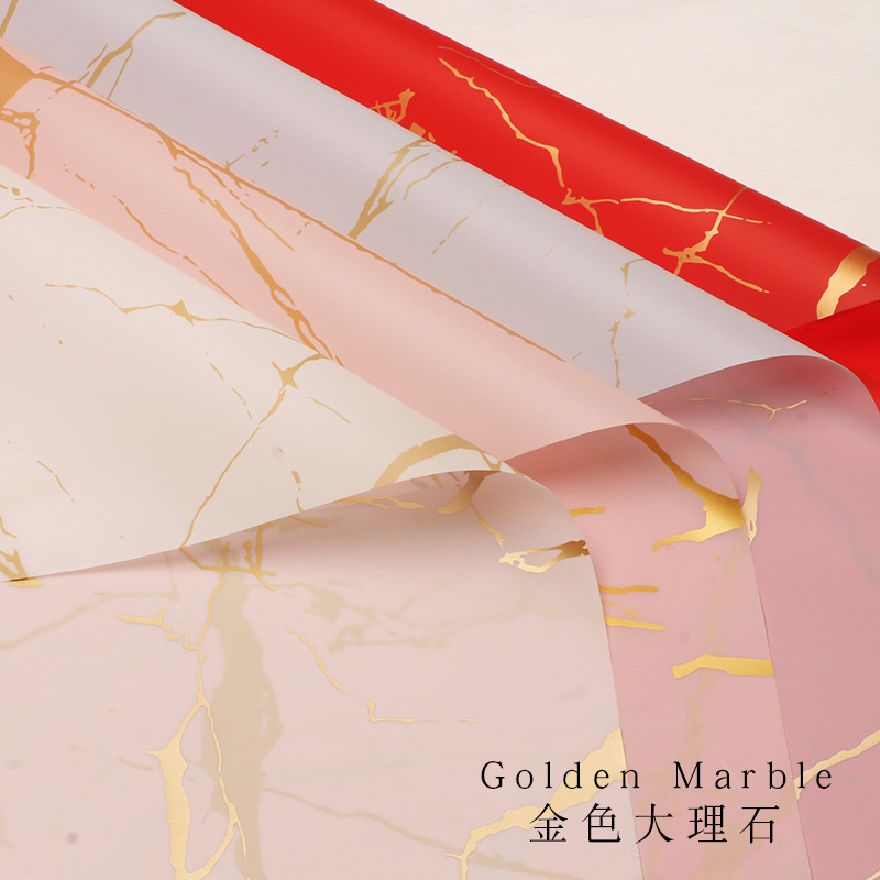 Patrón de mármol dorado Papel de embalaje de flores impermeable engrosado Papel mate Papel de embalaje de ramo Papel de embalaje Hansu al por mayor