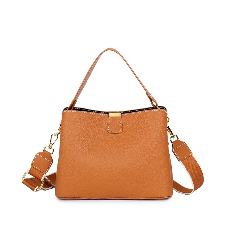 Fashion Cowhide Leather Bag For Women 2025 New Large Capacity Bucket Bag Versatile Commuter Genuine Leather Crossbody Shoulder Handbag - Thumbnail 8