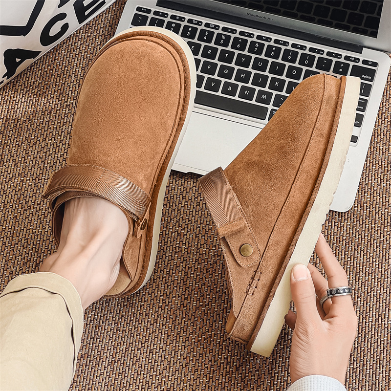 Halfhoge pantoffels voor dames, echt leer, ademend, dikke zool, veelzijdige pantoffels, lichtgewicht, hoogteverhogend, outdoorkleding, zomerse herenschoenen_voghion.com