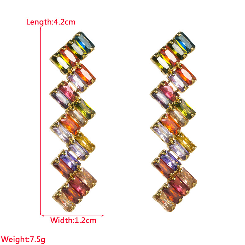 Fashion Square Copper Inlay Zircon Drop Earrings 1 Pair